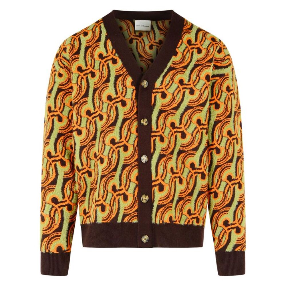 Drole De Monsieur D Mirror Abstrait' Khaki Wool Blend Cardigan Men